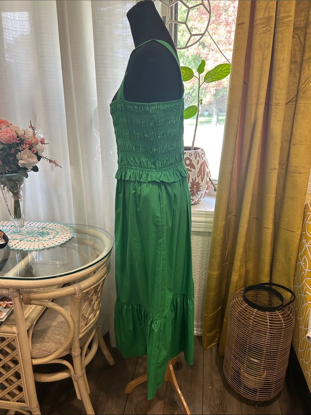 Eliza J Green Smocked Sundress with Button Front - Picture 2 of 4